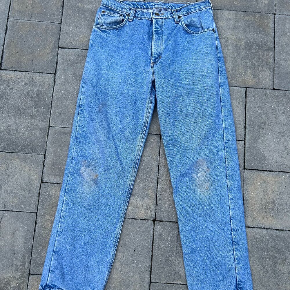1990s Carhartt Jeans Mens 34x32 Vintage Flannel Lined Straight Leg Denim Y2K